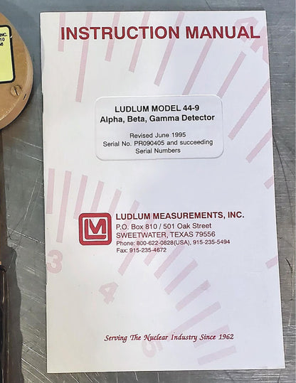 LUDLUM 3 SURVEY METER & 44-9 ALPHA BETA GAMMA RADIATION DETECTOR MANUAL FREESHIP