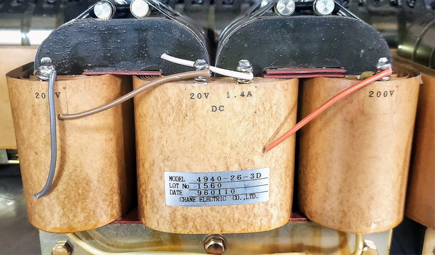 CRANE ELECTRIC 4940-26-3D 200V to 20VDC STEP-DOWN TRANSFORMER FREE SHIPPING