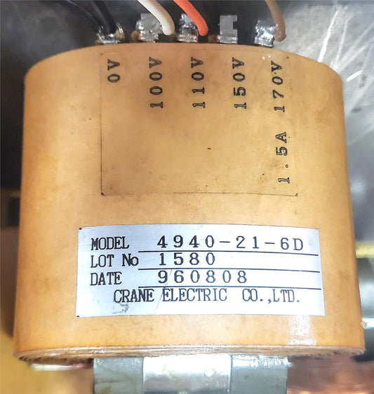 CRANE ELECTRIC 4940-21-6D 170V to 100 VDC STEP-DOWN TRANSFORMER FREE SHIPPING