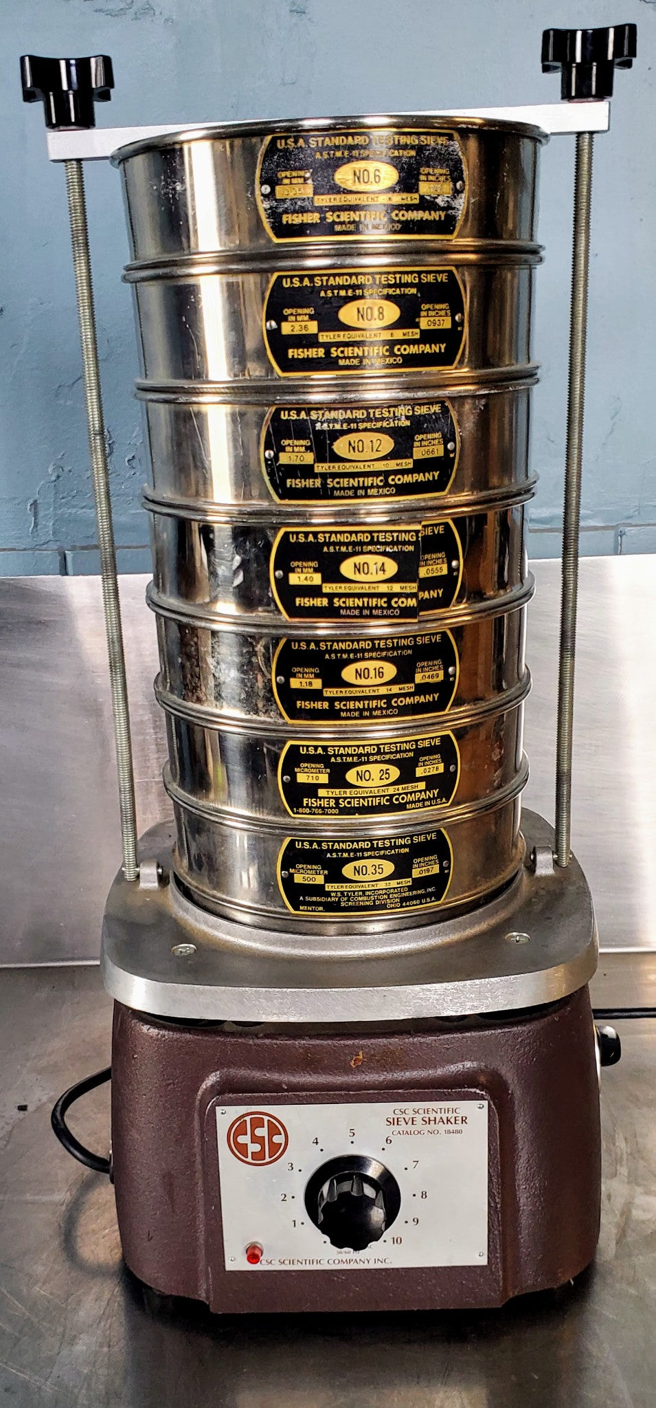 CSC SIEVE SHAKER with 7 FISHER TYLER USA STANDARD 6 8 12 14 16 25 35 WATCH VIDEO