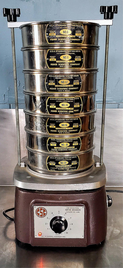 CSC SIEVE SHAKER with 7 FISHER TYLER USA STANDARD 6 8 12 14 16 25 35 WATCH VIDEO