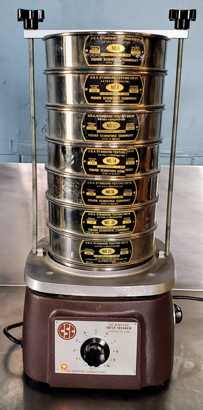 CSC SIEVE SHAKER with 7 FISHER TYLER USA STANDARD 6 8 12 14 16 25 35 WATCH VIDEO