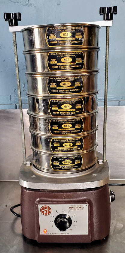 CSC SIEVE SHAKER with 7 FISHER TYLER USA STANDARD 6 8 12 14 16 25 35 WATCH VIDEO