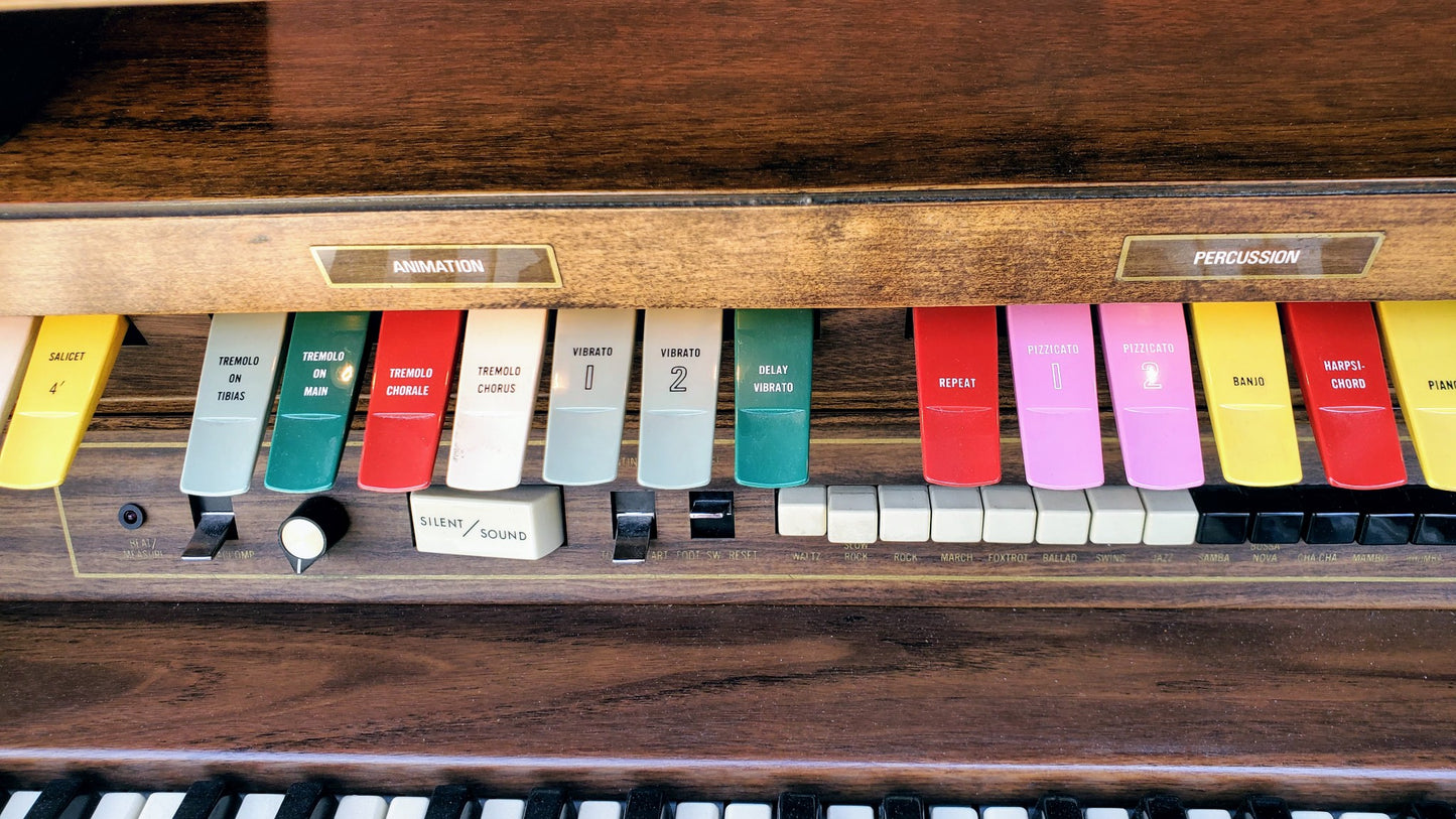 BEAUTIFUL HAMMOND REGENT 4172 Built-In LESLIE ORIGINAL BENCH WATCHVIDEO FREESHIP