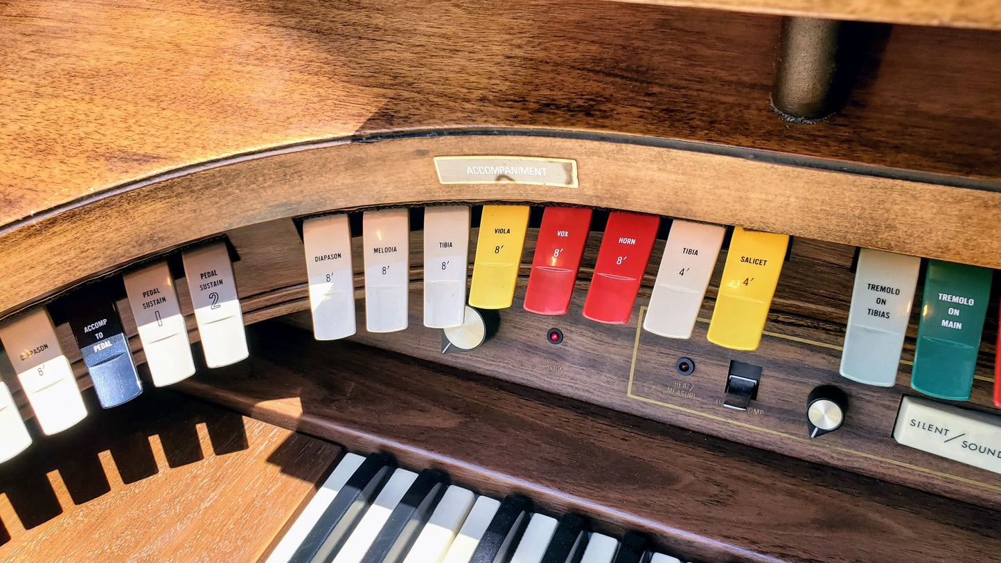 BEAUTIFUL HAMMOND REGENT 4172 Built-In LESLIE ORIGINAL BENCH WATCHVIDEO FREESHIP