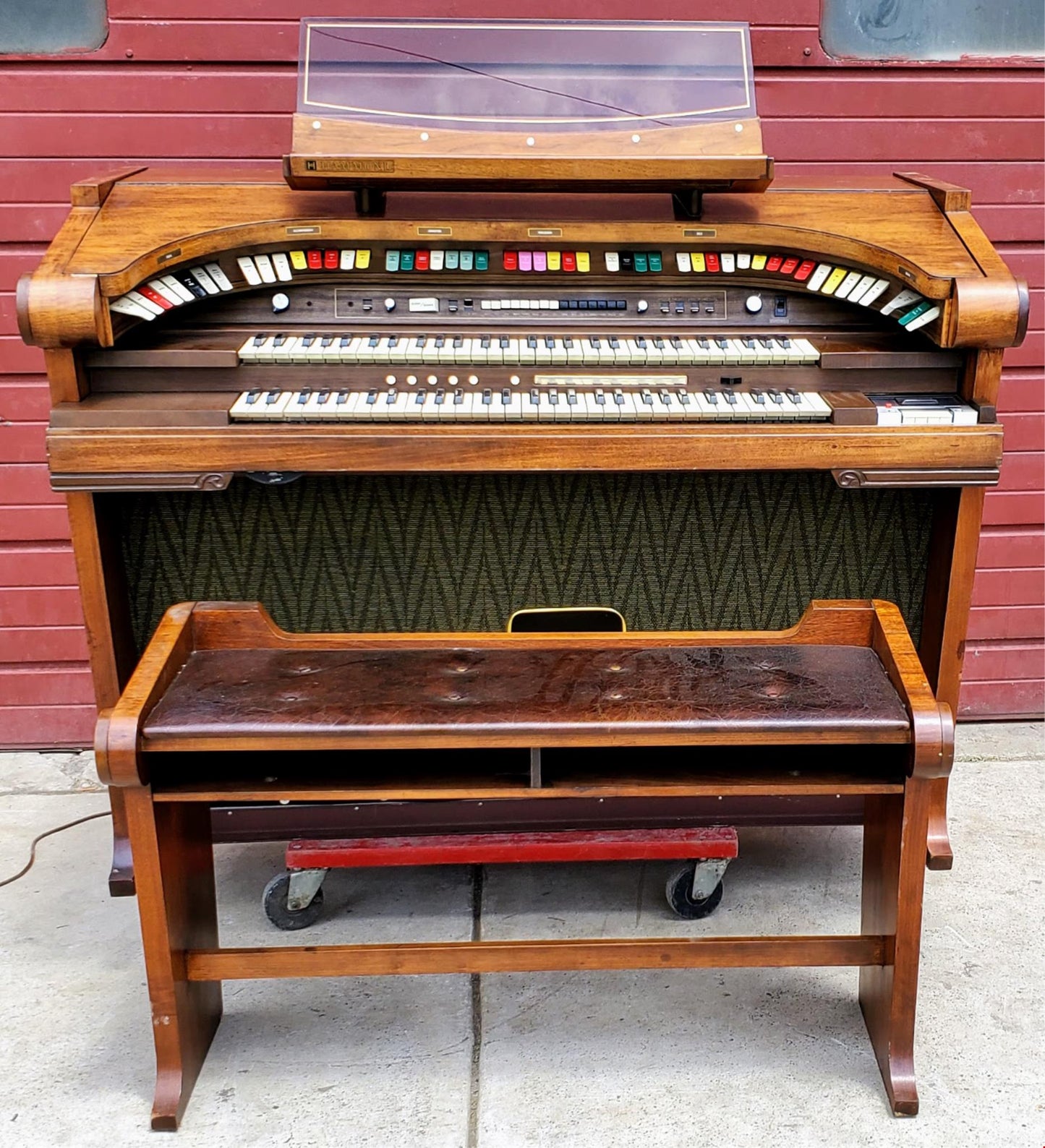 BEAUTIFUL HAMMOND REGENT 4172 Built-In LESLIE ORIGINAL BENCH WATCHVIDEO FREESHIP