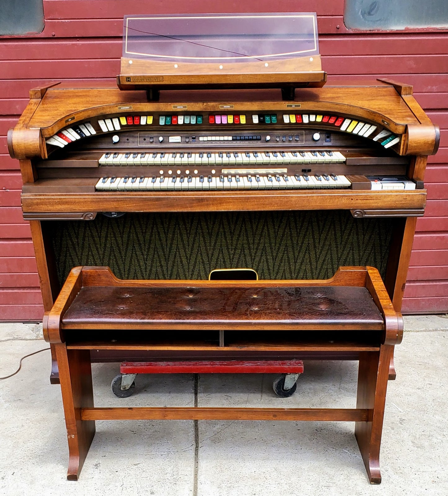 BEAUTIFUL HAMMOND REGENT 4172 Built-In LESLIE ORIGINAL BENCH WATCHVIDEO FREESHIP