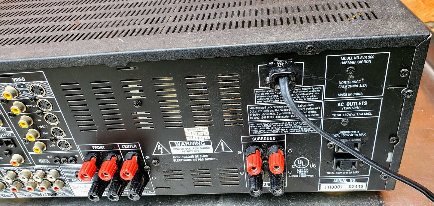 HARMAN KARDON AVR 300 5.1 CHANNEL 60 Watt DOLBY RECEIVER FREE SHIP