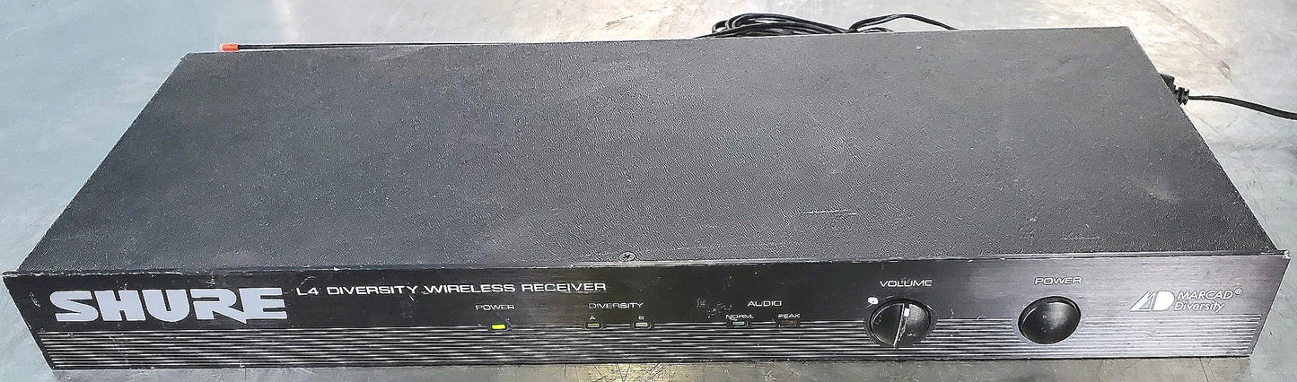SHURE® L4-V MARCAD DIVERSITY WIRELESS RECEIVER BLACK & POWER SUPPLY 90DAYWARANTY