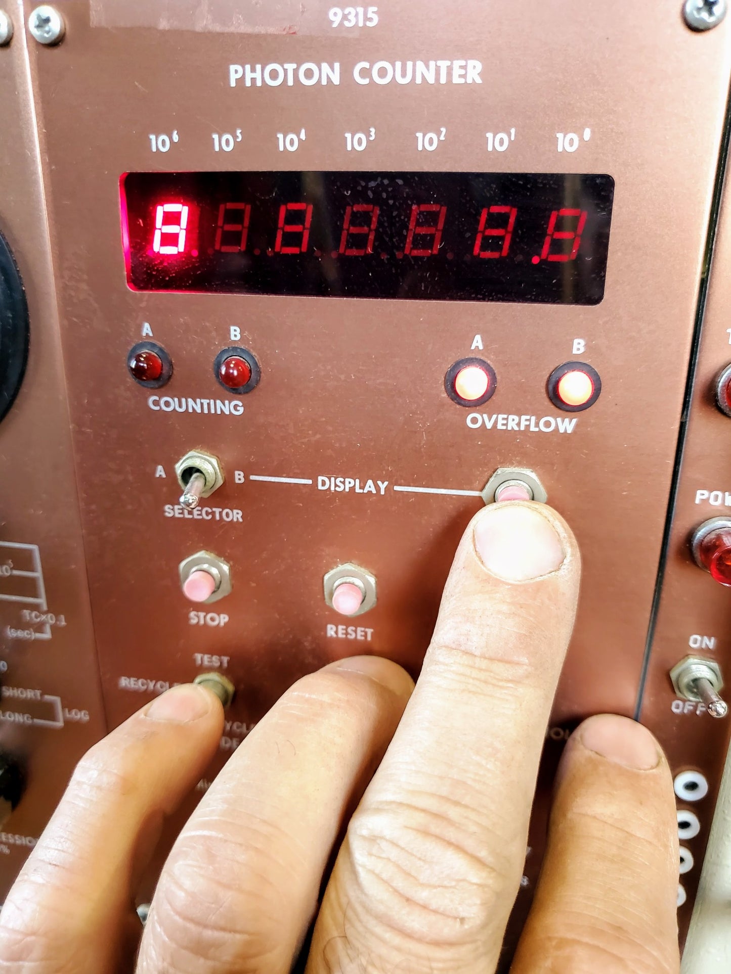 EG&G ORTEC 9315 PHOTON COUNTER 9349 RATEMETER 4001C BIN 4002A NIM POWER SUPPLY