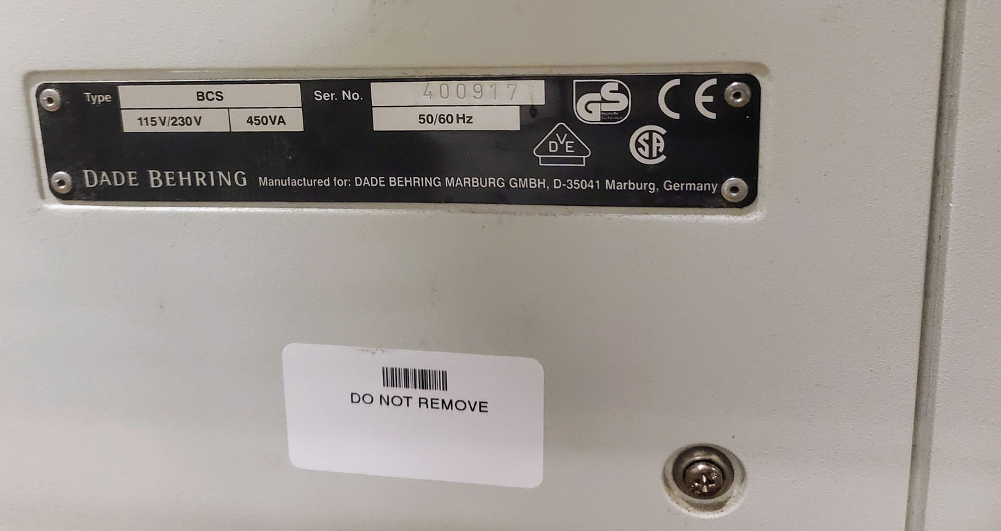 DADE BEHRING BCS BCS ANALYZER AUTOMATED COAGULATION HEMOSTASIS SYSTEM FREESHIP
