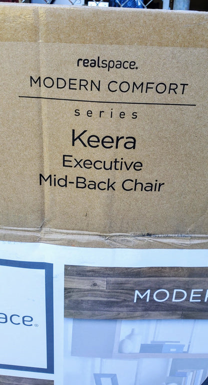 NewInBox REALSPACE MODERNCOMFORT KEERA LEATHER MIDBACK GRAY MANAGER CHROME CHAIR