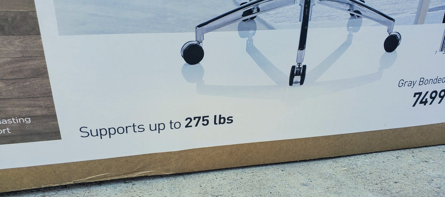 NewInBox REALSPACE MODERNCOMFORT KEERA LEATHER MIDBACK GRAY MANAGER CHROME CHAIR