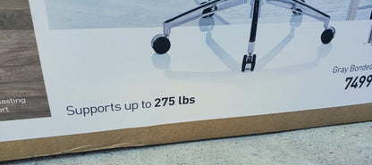 NewInBox REALSPACE MODERNCOMFORT KEERA LEATHER MIDBACK GRAY MANAGER CHROME CHAIR