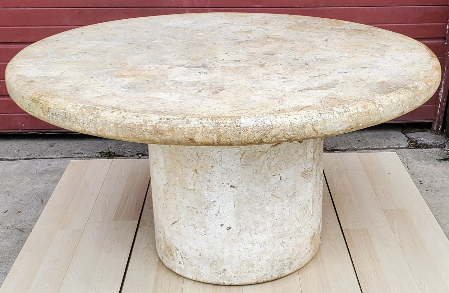 RARE 54"w x 29"h x 2"t MARBLE PATCHWORK CUSTOM MADE HIGH END DESIGN ROUND TABLE