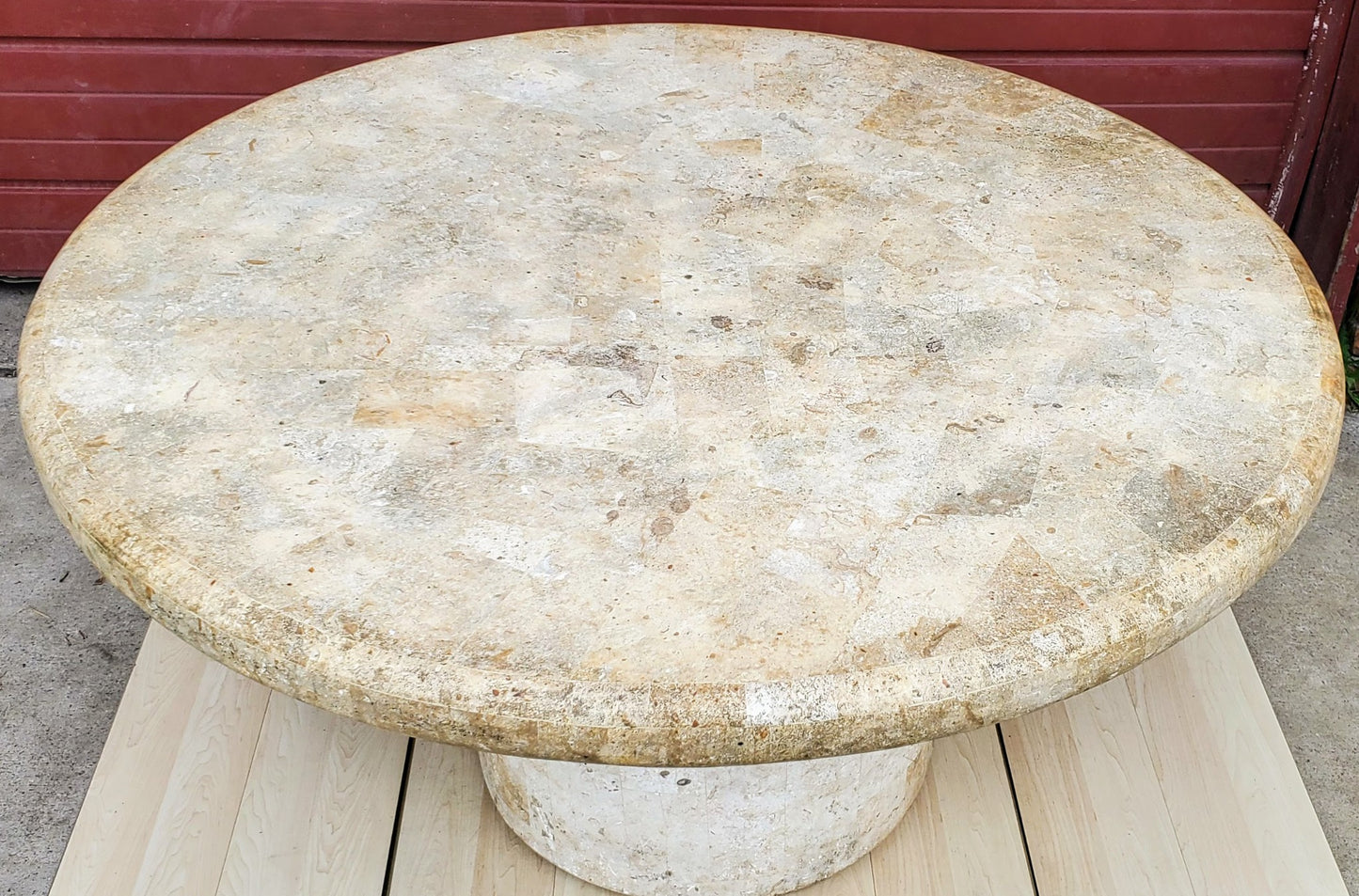 RARE 54"w x 29"h x 2"t MARBLE PATCHWORK CUSTOM MADE HIGH END DESIGN ROUND TABLE