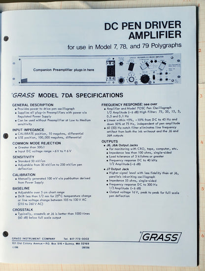 VINTAGE GRASS ® 7DA POLYGRAPH LIE DETECTOR MACHINE & EXTRA ACCESSORIES FREE SHIP