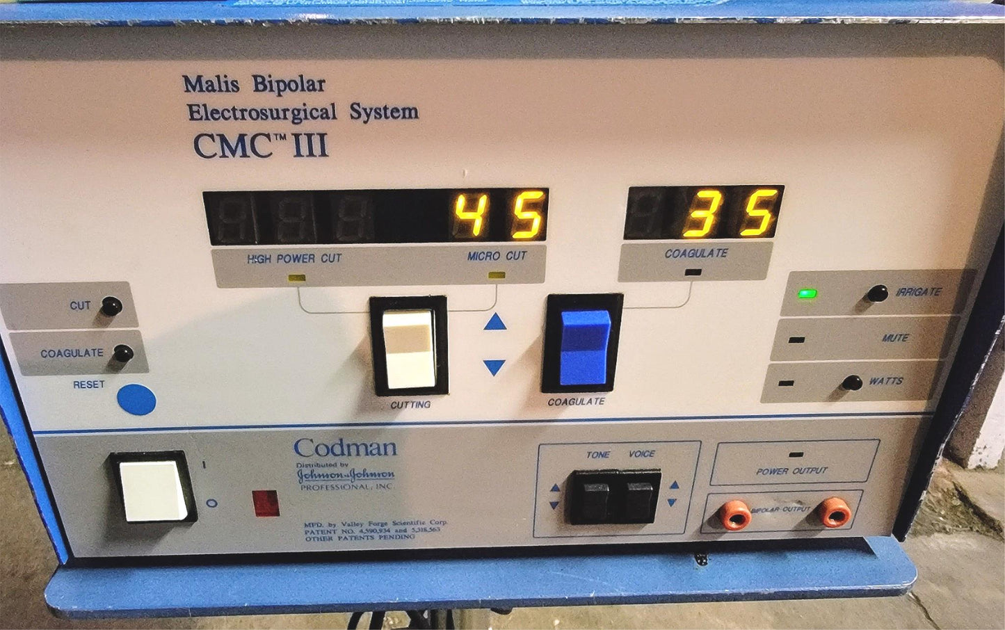 MALIS CMC-III BIPOLAR SYSTEM ELECTROSURGICAL CMC IRRIGATION MODULE 1000 WARRANTY