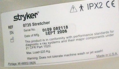 STRYKER ST104 (0735) HOSPITAL EMERGENCY TRANSPORT GURNEY STRETCHER - FREE SHIP