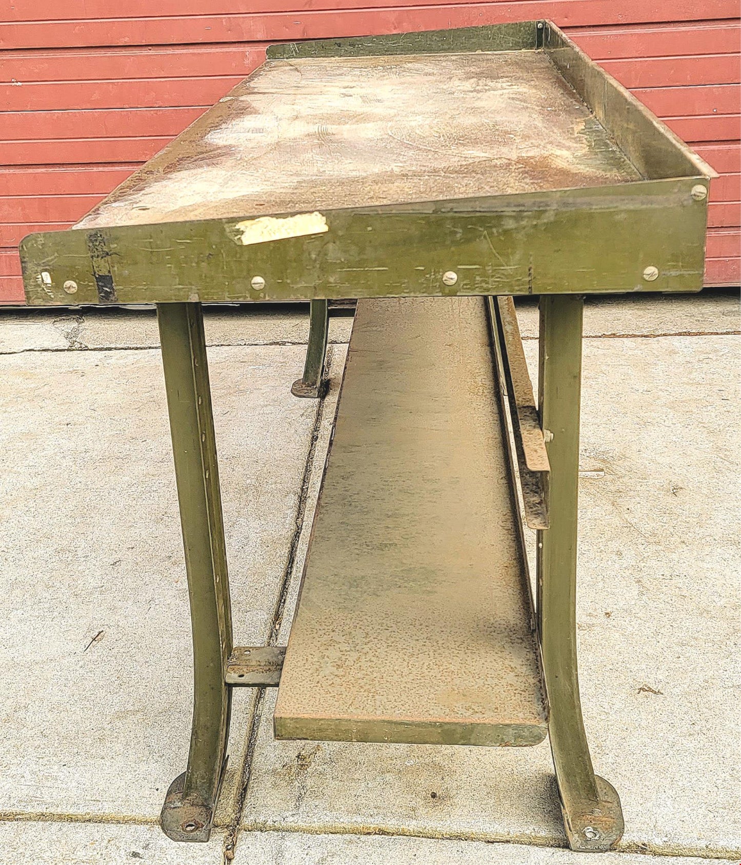 VINTAGE LYON MILITARY GREEN 6 FOOT Wide x 28"Deep x 37"High WORK BENCH FREE SHIP