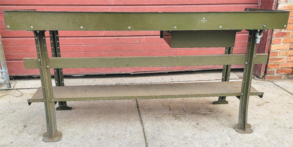 VINTAGE LYON MILITARY GREEN 6 FOOT Wide x 28"Deep x 37"High WORK BENCH FREE SHIP