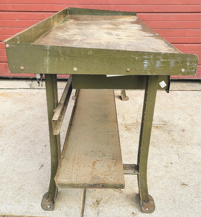 VINTAGE LYON MILITARY GREEN 6 FOOT Wide x 28"Deep x 37"High WORK BENCH FREE SHIP