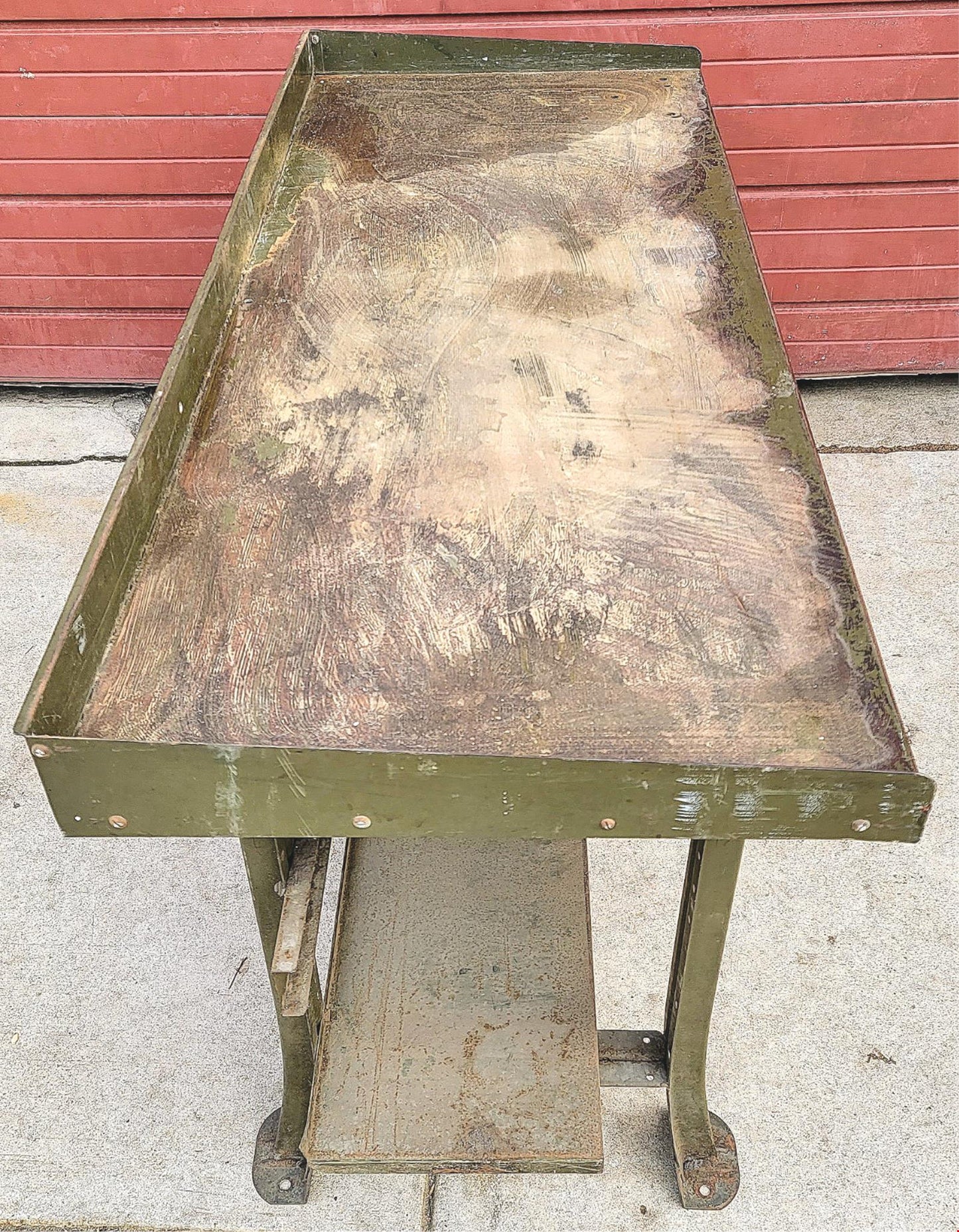 VINTAGE LYON MILITARY GREEN 6 FOOT Wide x 28"Deep x 37"High WORK BENCH FREE SHIP
