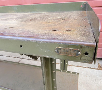 VINTAGE LYON MILITARY GREEN 6 FOOT Wide x 28"Deep x 37"High WORK BENCH FREE SHIP