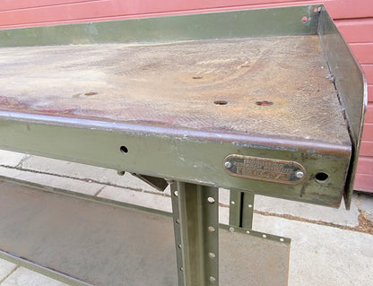 VINTAGE LYON MILITARY GREEN 6 FOOT Wide x 28"Deep x 37"High WORK BENCH FREE SHIP