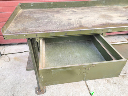 VINTAGE LYON MILITARY GREEN 6 FOOT Wide x 28"Deep x 37"High WORK BENCH FREE SHIP
