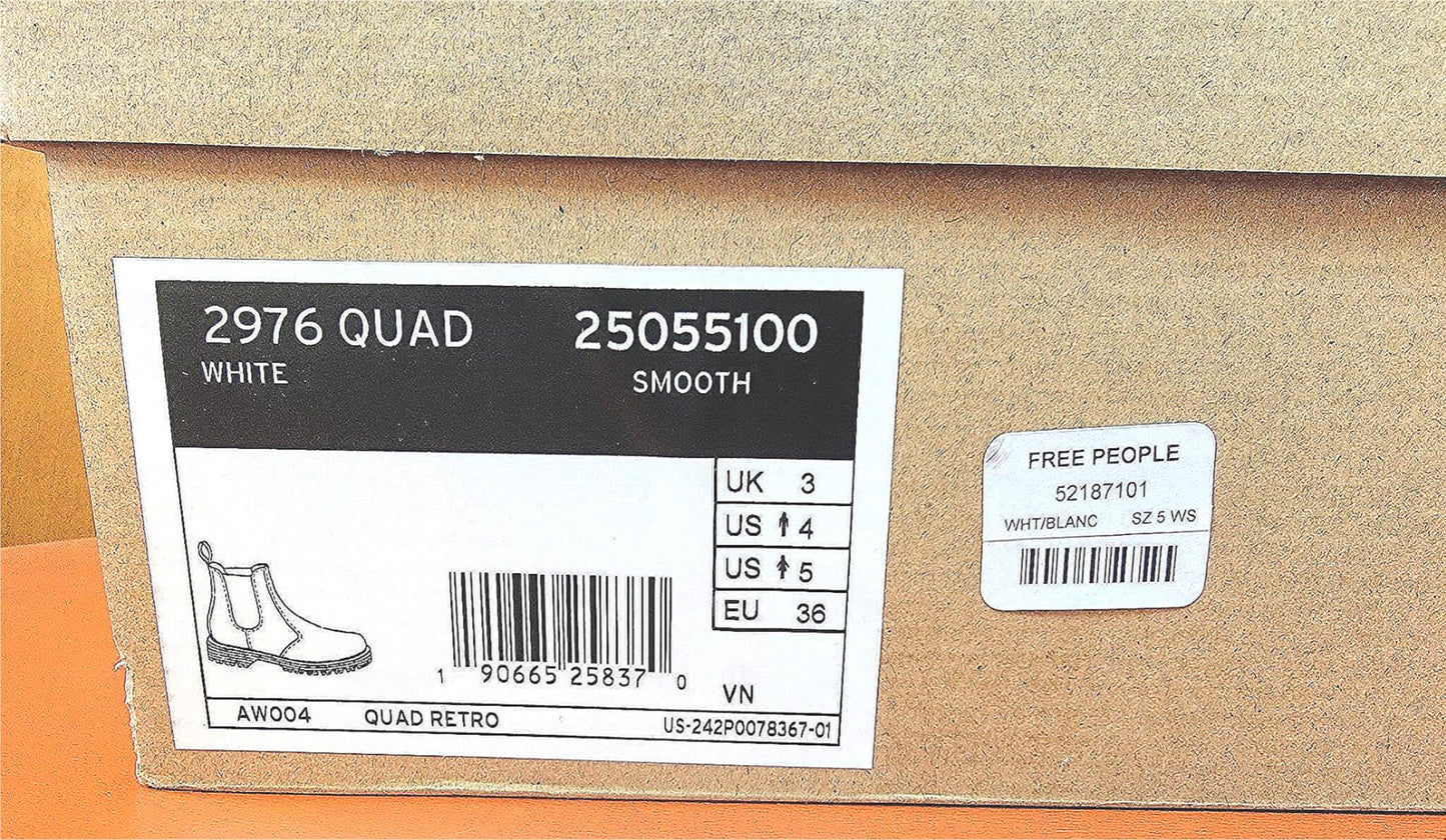 BRANDNEW IN BOX DR MARTENS 2976 QUAD CHELSEA BOOT WHITE WOMEN5/MEN4 FREEFASTSHIP