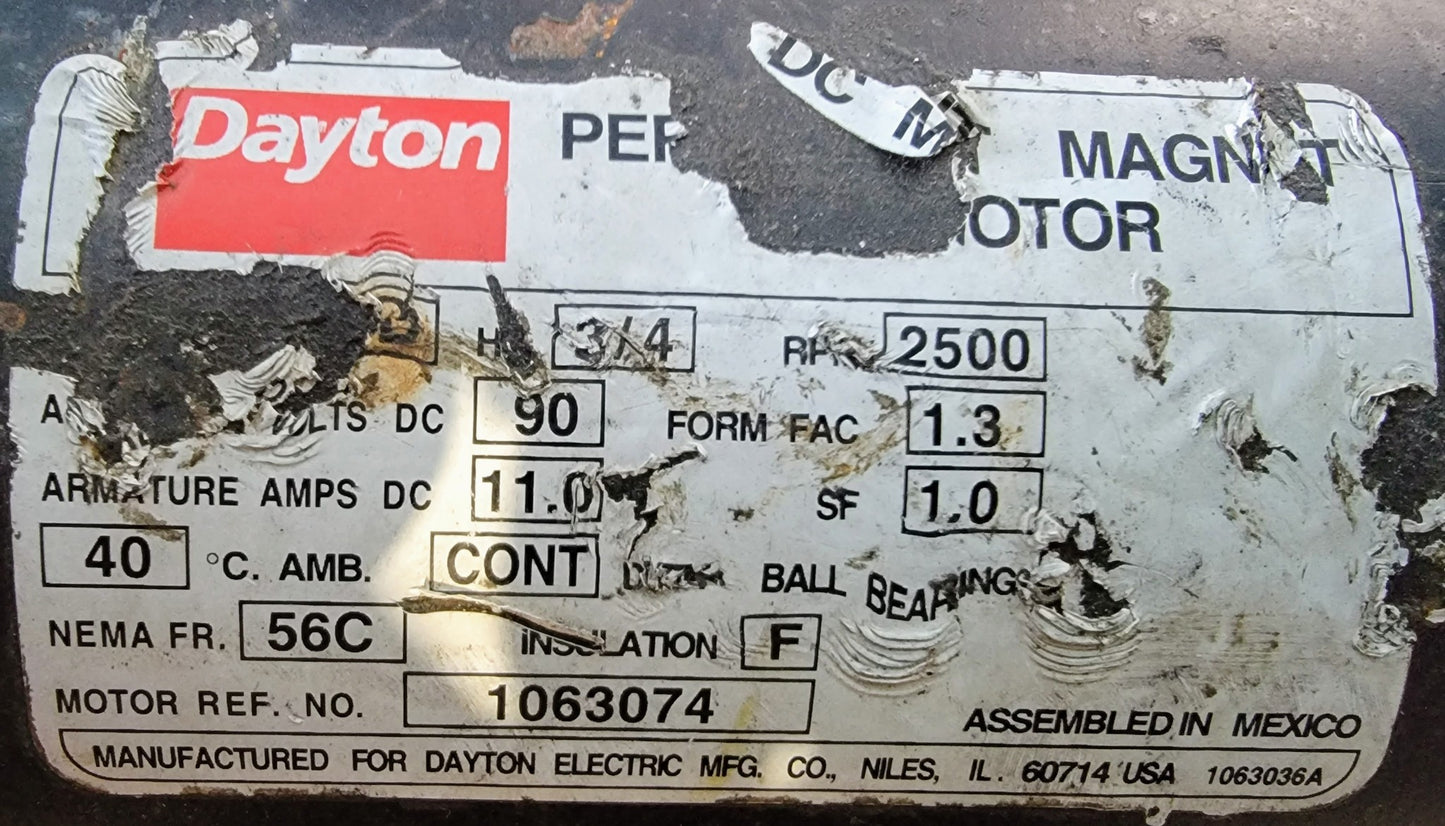 DAYTON DC GEARMOTOR 90V SPEED REDUCER & SPEED CONTROL 5:1 FREE SHIP WATCH VIDEO
