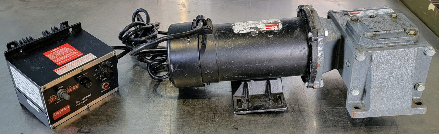 DAYTON DC GEARMOTOR 90V SPEED REDUCER & SPEED CONTROL 5:1 FREE SHIP WATCH VIDEO