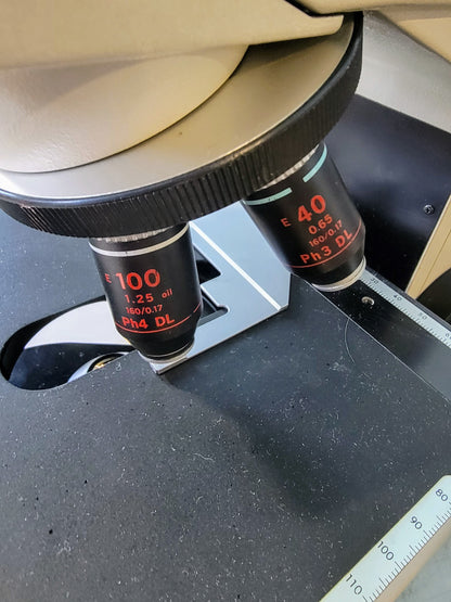 PERFECT NIKON LABOPHOT PHASE CONTRAST MICROSCOPE 4OBJECTIVES PFX TURRET WARRANTY