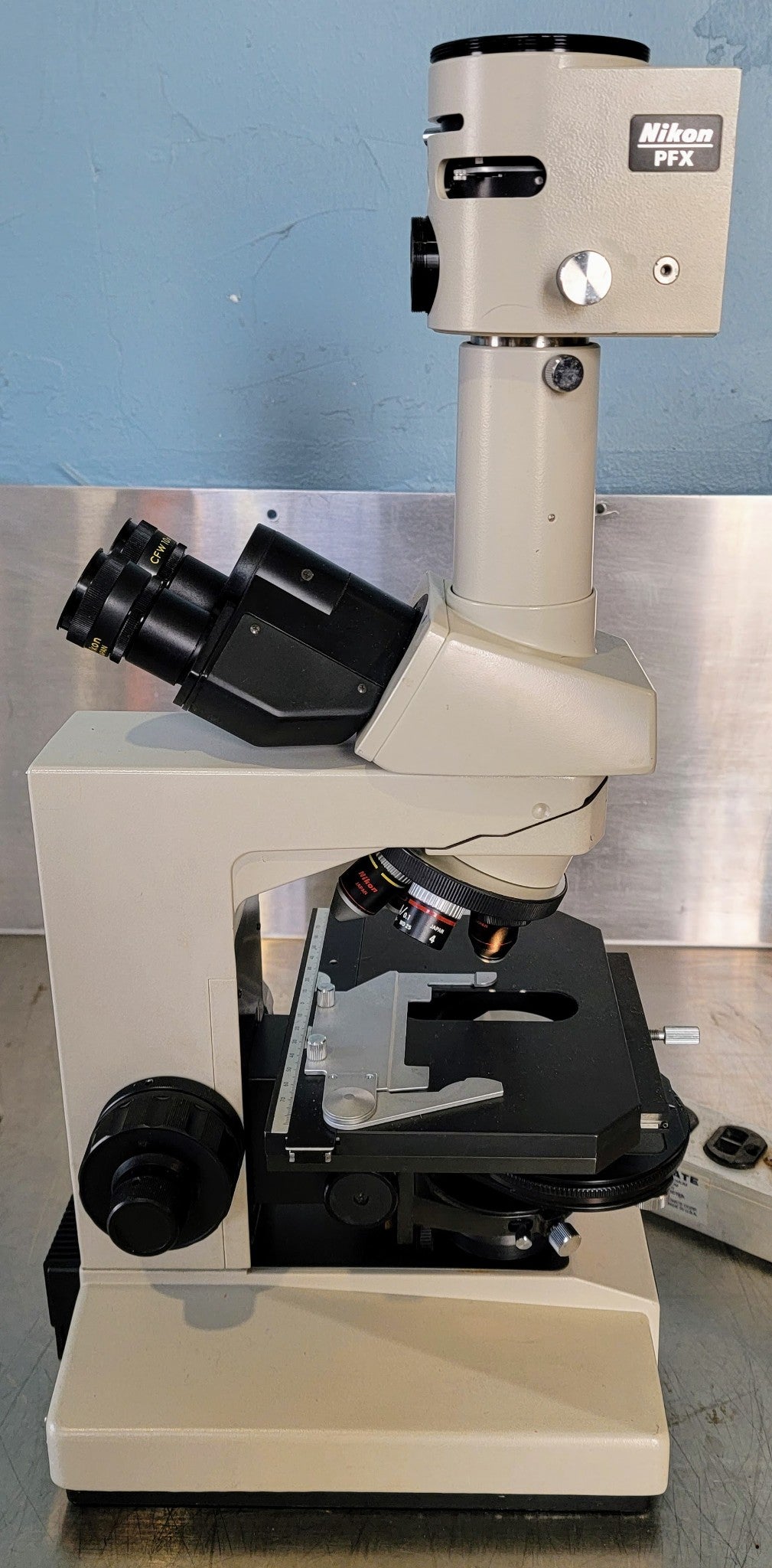 PERFECT NIKON LABOPHOT PHASE CONTRAST MICROSCOPE 4OBJECTIVES PFX TURRET WARRANTY