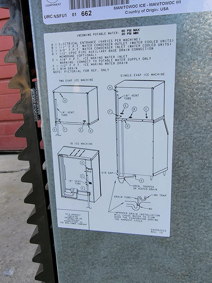 MANITOWOC IY0324A-161 350lbs/Day HALF DICE AIR COOLED INDIGO ICE MAKER FREE SHIP