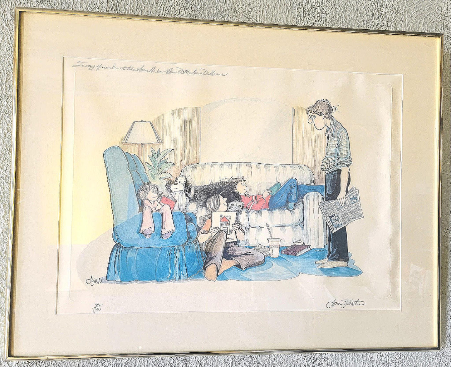 LYNN JOHNSTON "FOR BETTER OR FOR WORSE" ORIG FRAMED SIGNED 29x22" PRINT FREESHIP