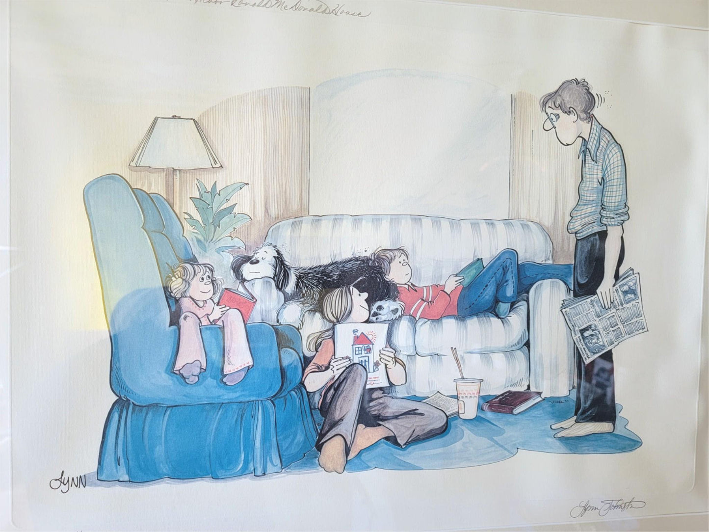 LYNN JOHNSTON "FOR BETTER OR FOR WORSE" ORIG FRAMED SIGNED 29x22" PRINT FREESHIP