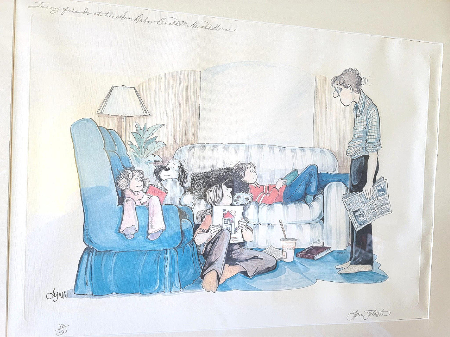 LYNN JOHNSTON "FOR BETTER OR FOR WORSE" ORIG FRAMED SIGNED 29x22" PRINT FREESHIP