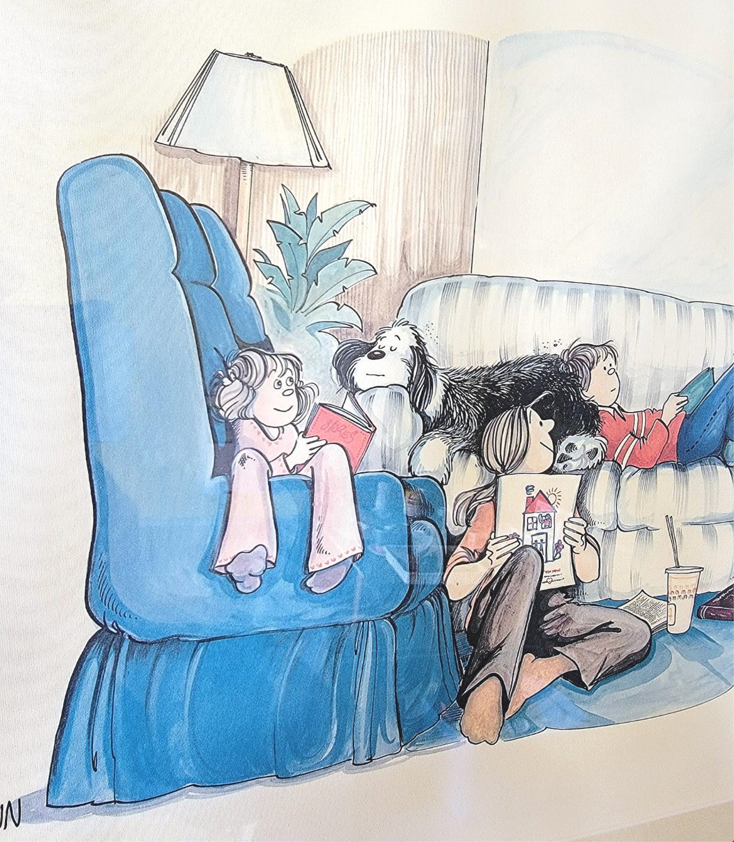 LYNN JOHNSTON "FOR BETTER OR FOR WORSE" ORIG FRAMED SIGNED 29x22" PRINT FREESHIP