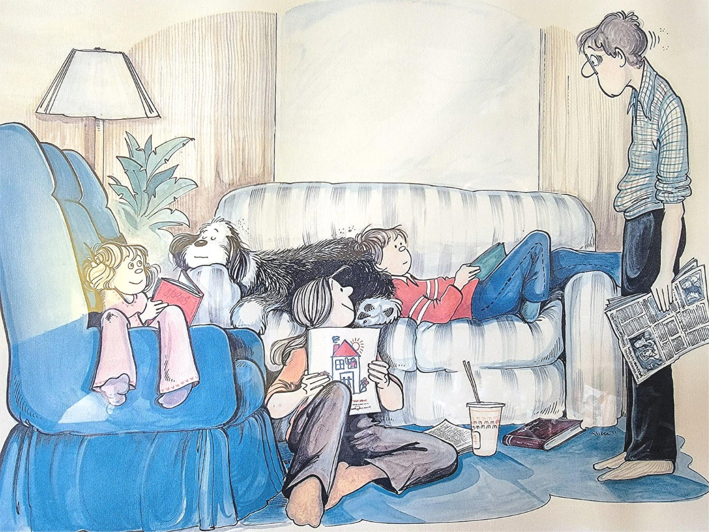 LYNN JOHNSTON "FOR BETTER OR FOR WORSE" ORIG FRAMED SIGNED 29x22" PRINT FREESHIP