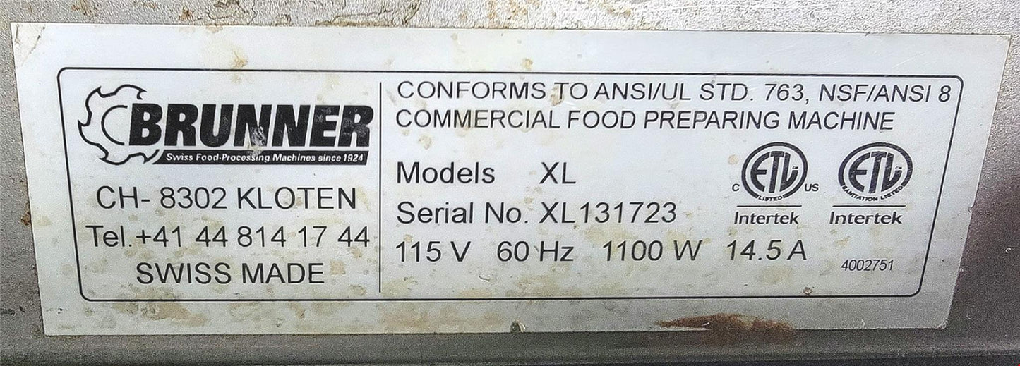 BRUNNER ANLIKER XL COMMERCIAL FOOD CHOPPER PIPER wNEW BLADE WATCHVIDEO FREE SHIP