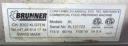 BRUNNER ANLIKER XL COMMERCIAL FOOD CHOPPER PIPER wNEW BLADE WATCHVIDEO FREE SHIP