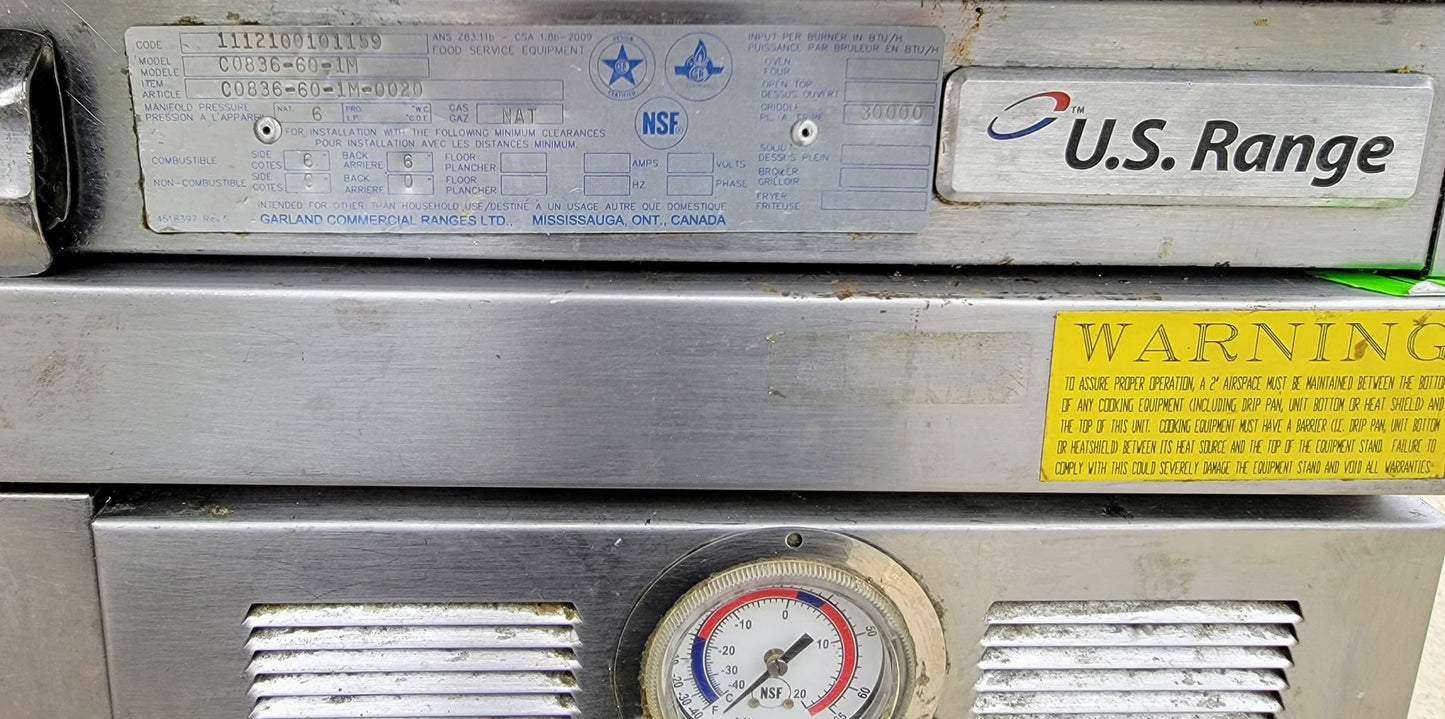 GARLAND 60" C0836-60-1M GAS GRIDDLE & DELFIELD F2962C REFRIG WHEEL BASE FREESHIP