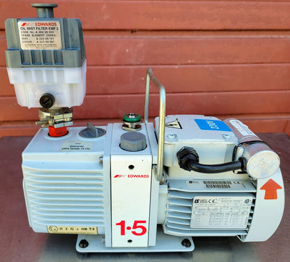 230Volt EDWARDS 1.5 E2M1.5 ROTARY VANE VACUUM PUMP wMANUAL WATCH VIDEO FREE SHIP
