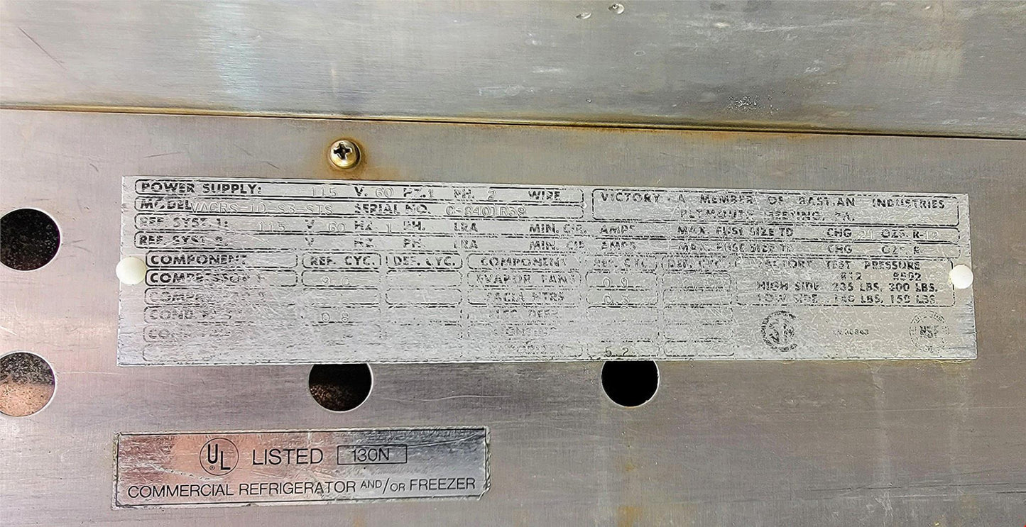 VICTORY VACRS-1D-S3-STS COMMERCIAL STAINL-STEEL REFRIGERATOR 90DAYWARRA FREESHIP