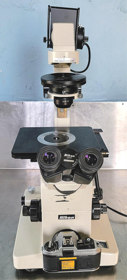 PERFECT NIKON DIAPHOT PHASE CONTRAST INVERTED MICROSCOPE 5OBJECTIVE WATCHVIDEO