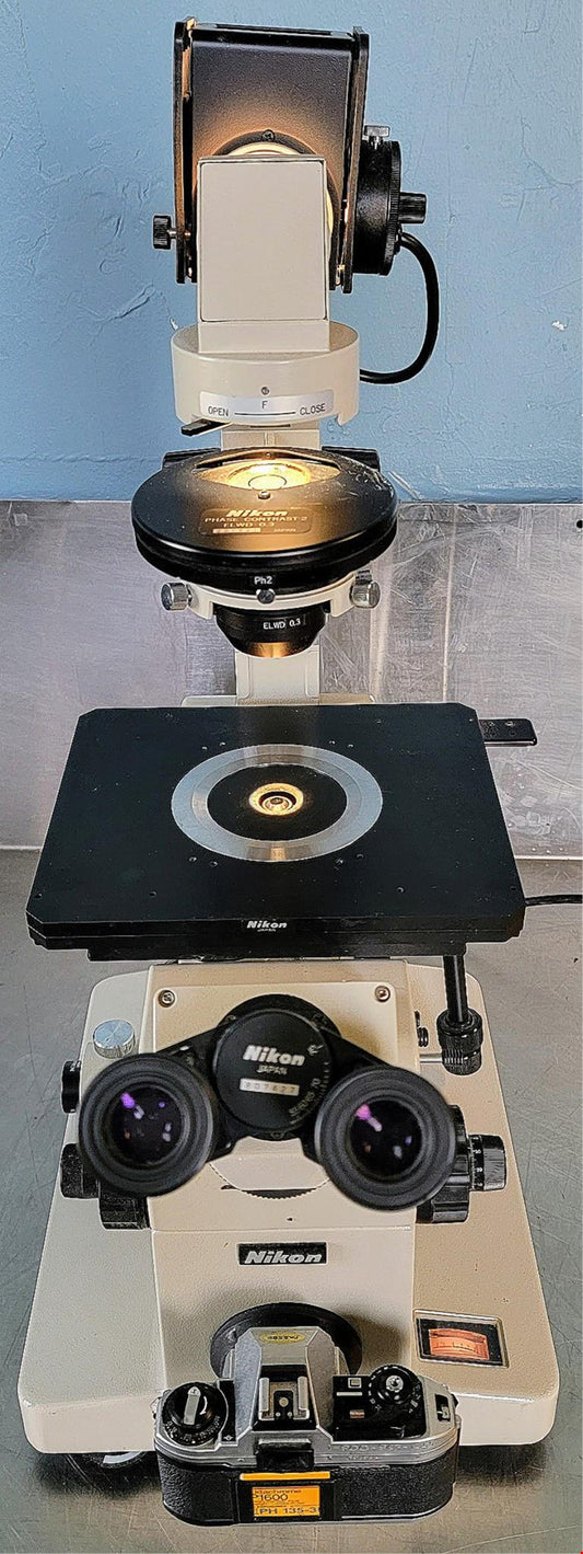 PERFECT NIKON DIAPHOT PHASE CONTRAST INVERTED MICROSCOPE 5OBJECTIVE WATCHVIDEO