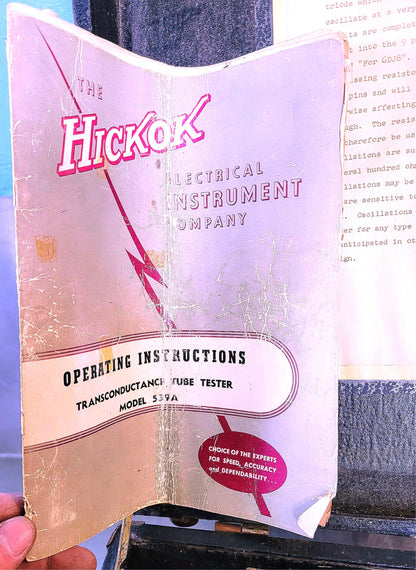 HICKOK TUBE TESTER MODEL 539A ORIGINAL MANUAL & WOODEN CASE FREESHIP WATCH VIDEO