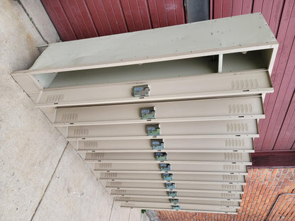 VINTAGE TWO TIER 11 DOOR LOCKER SECURITY SYSTEM 99"W x 18"D x 78"H FREE SHIPPING